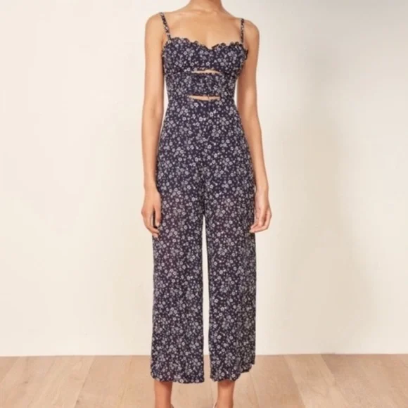 Reformation Fergie Jumpsuit in Navy Floral - Picture 1 of 10
